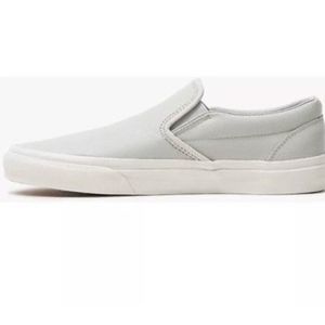 vans glacier grey leather slip ons